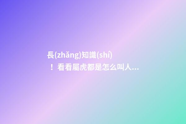 長(zhǎng)知識(shí)！看看屬虎都是怎么叫人還錢的